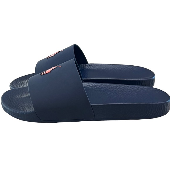 New Polo Ralph Lauren Signature Pony Slide Sandals Navy Men’s 8 9 10 11 12 13 - Picture 6 of 12